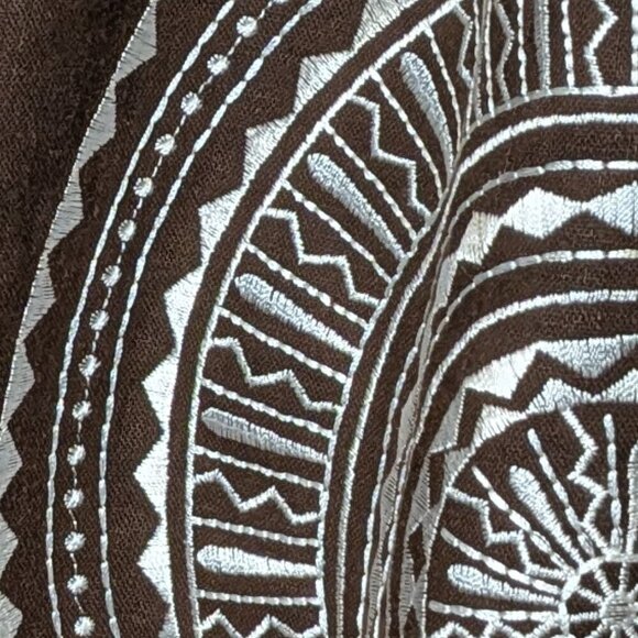 JESSICA HOWARD Brown w White Embroidery, Linen Blend Halter Dress; Size 10 - Picture 2 of 6